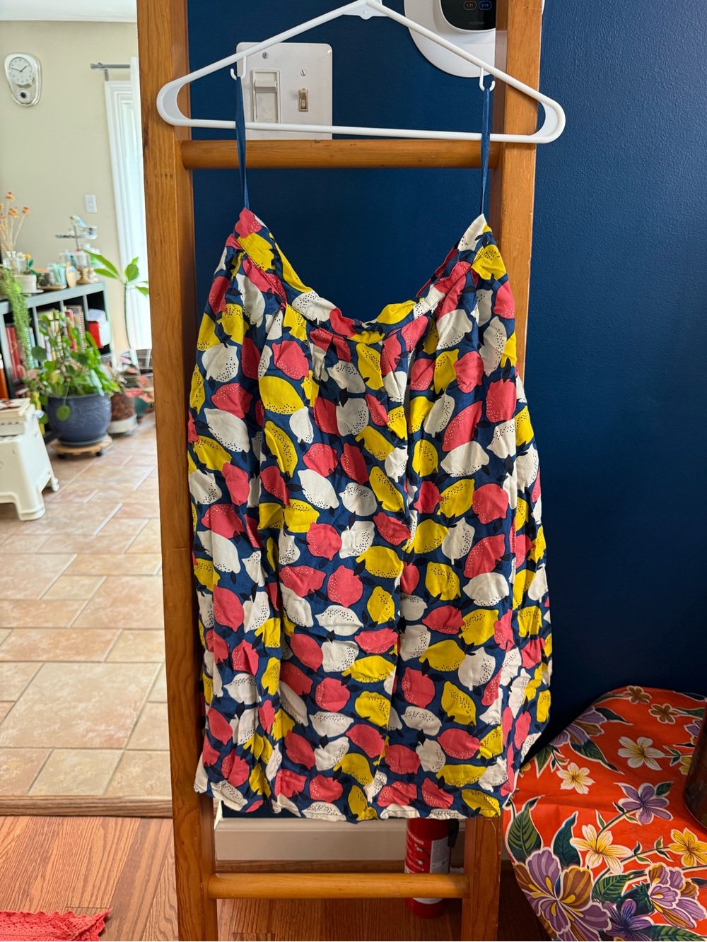 Fever Navy Skirt with Yellow Lemon and Pink Accents